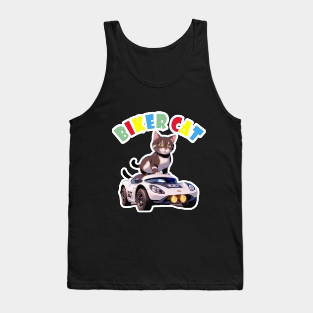 Biker Cat,Racer Cat Tank Top by LycheeDesign